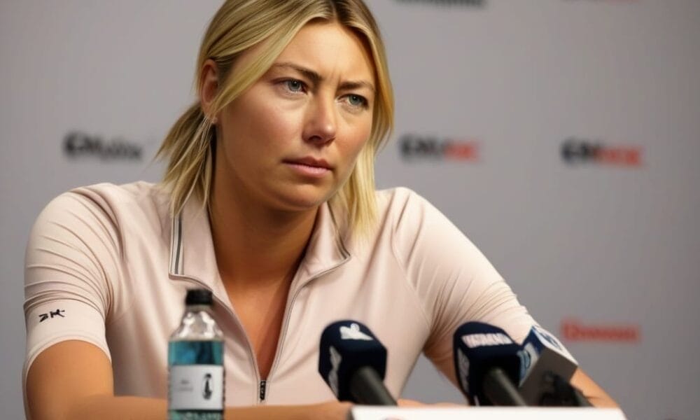 A person at a press conference table, surrounded by microphones and wearing a light-colored shirt, looks thoughtful while addressing controversial sports issues.