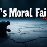 A person kneels on cracked, ice-like ground under a dark, empty sky. Large text reads “NHL’s Moral Failure,” with “When Will NHL Accountability Begin?” in red. Smaller text in the corner says “THE SHOW Presented by LIVING SPORTS.” The mood is somber and dramatic.